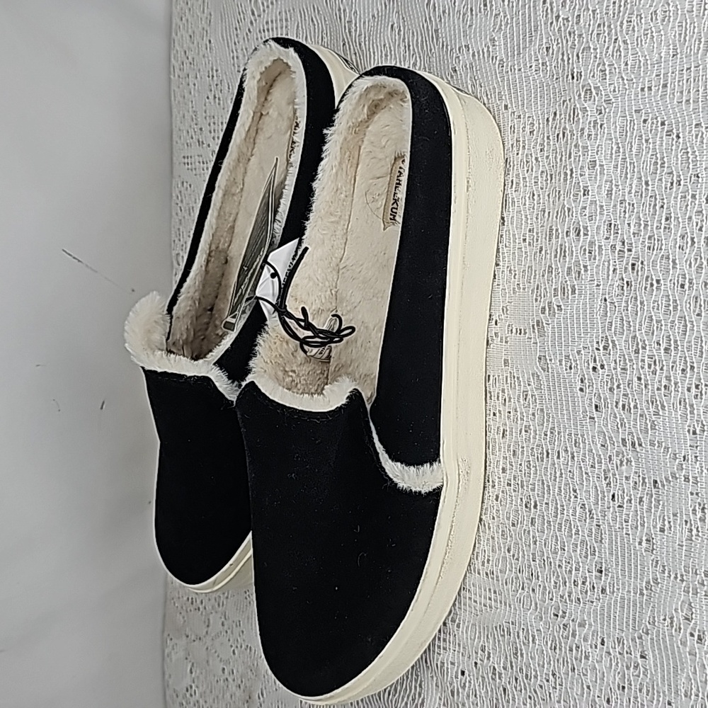 NWT Staheekum Cozy Camp Mule black slip on suede memory foam furry shoes sz 10 - Picture 4 of 7